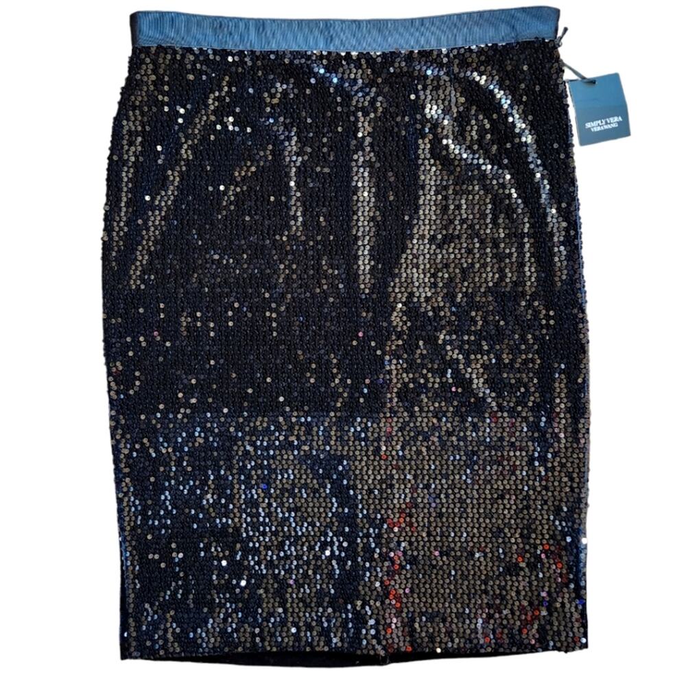Simply Vera Vera Wang black sequined skirt pencil size XL NWT